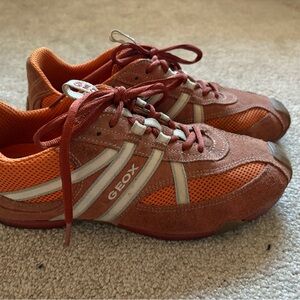 Geox Men's Orange and White Casual Sneakers